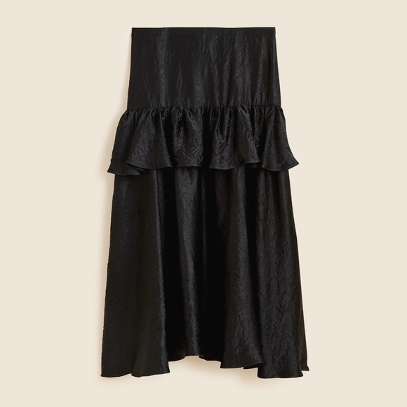 New J.CREW Size 00 Collection Ruffle-Tier Midi Skirt in Black $198 CN554 - Picture 1 of 6